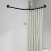 Stainless Steel Shower Curtain Rail L Shape No Drilling Shower Rail Corner Bathtub Telescopic Rod