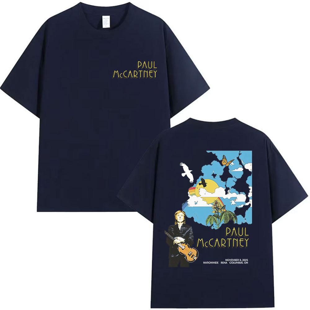 Paul McCartney Got Back Tour 2025 Merch T-Shirt Herren Hip Hop Rock Kurzarm-T-Shirts Vintage 100% Baumwolle T-Shirt Streetwear