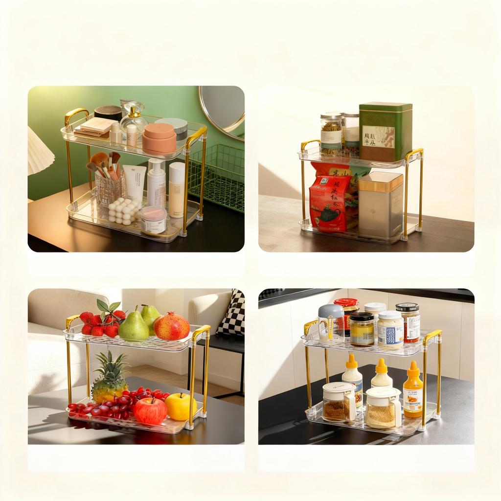  2/3 Tiers Kitchen Countertop Organizer Plastic Storage Rack Large Capacity Drying Cup Holder Tea Coffee Mug Shelf