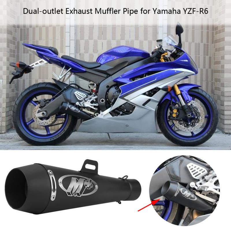 Qiilu Universal Black Motorcycle Exhaust Tail Pipe Muffler 51mm Slip On Escape Exhaust Muffler Pipe Kit for Honda CBR1000 Yamaha R6 Kawasaki