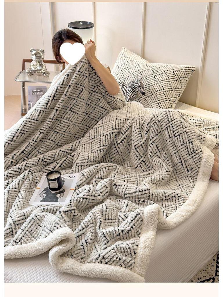 G5Z Warme Winter-Doppelseitige Fleecedecke mit Verdicktem Milchvelours und Lammwolle