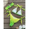 Luksusowy Bikini 2025 Kobiety Neonowy Zielony Gradientowe Dżety Push Up Mikro Kostium Kąpielowy Plażowy Kostium Kąpielowy Diamentowy Pasek 3-częściowy Strój Kąpielowy