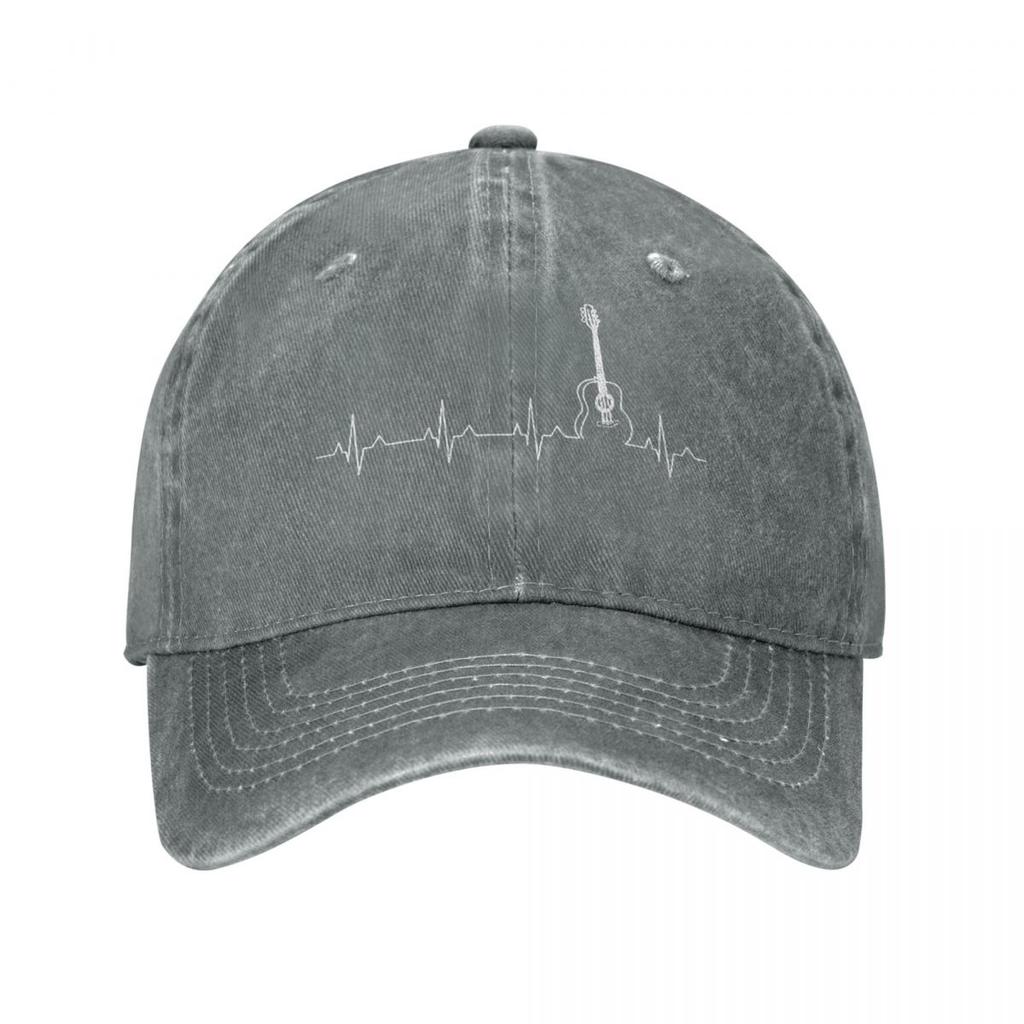 Vintage Guitar Heart Beat Heartbeat Baseball Caps Unisex Style Distressed Denim Washed Sun Cap Music Outdoor Activities Caps Hat