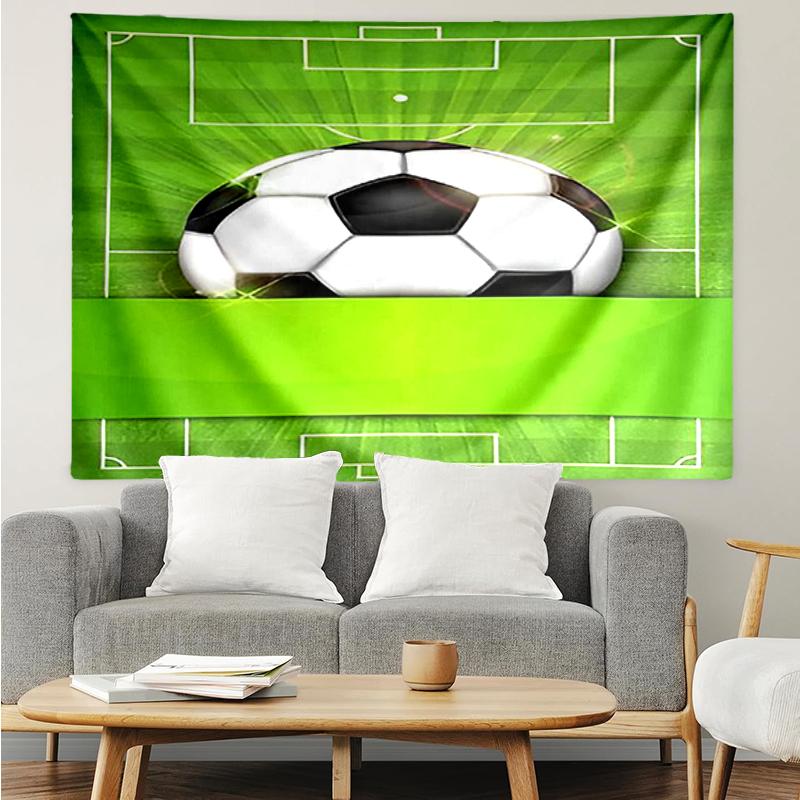 Soccer Print Tapestry, Backdrop, Easy Setup, Ideal for Bedroom, Office & Living Room, with Aesthetic Wall Hanging Decor.
