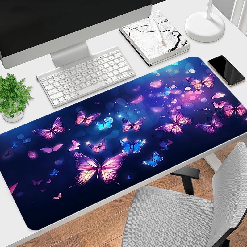 1Pc Butterflies Night Sky Gaming Mouse Pad Keyboard Desk Mat Non-slip Rubber Lock Edge Waterproof Computer Mousepad for Office Home Decor K1752