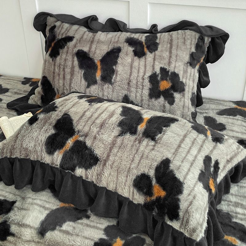 1PC Thickened Pillow Set Lace Pillow Cover Single Thickened Warm Milk Fleece Pillowcase