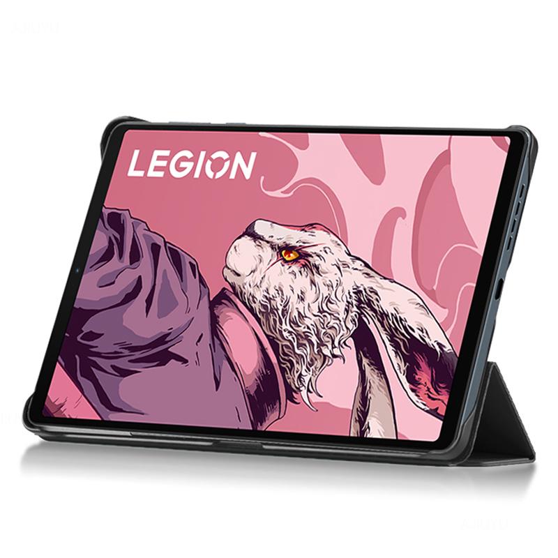 

For Lenovo Legion Y700 Tri-Fold Stand Protective Tablet Case Magnetic Absorption PU Leather Cover Green