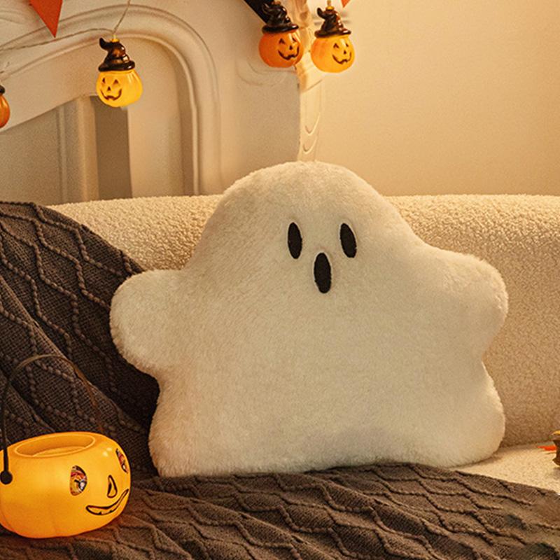 Kawaii Halloween Cloud Ghost Pillow Plush White Ghost Soft Dolls Home Decor Chair Cushion Keychain Hanging Acssories Toy Gift