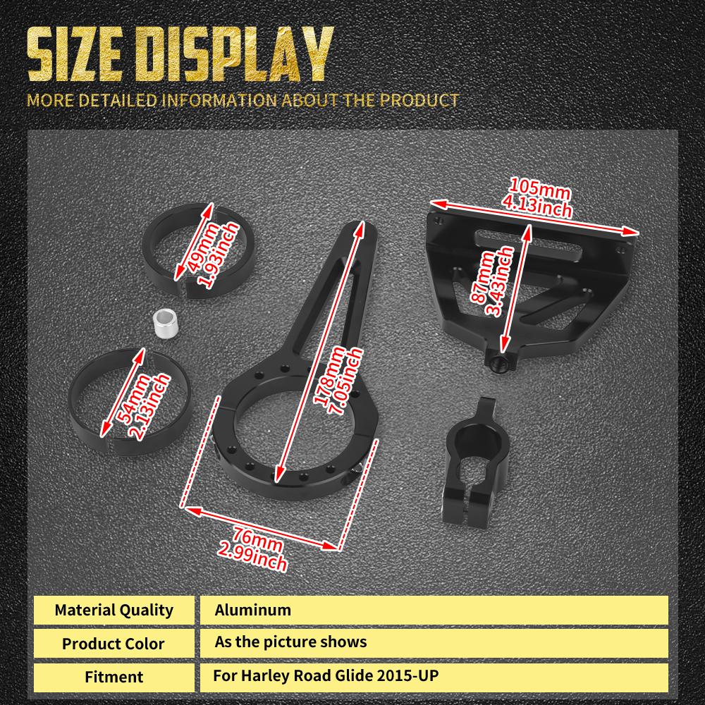 Motorcycle Steering Damper Bracket Shock Absorber Kit For Harley Road Glide 15-UP W/ Front Forks 54mm/58mm/49mm Suspension Parts