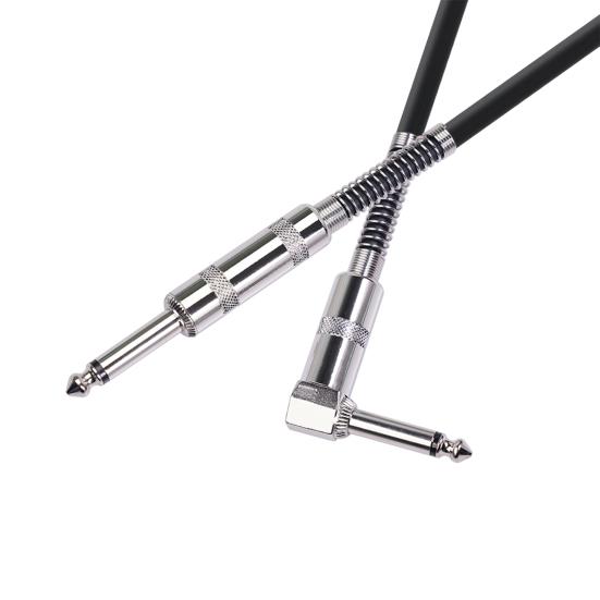 6.35 Electric Guitar Cable Straight To Right Angle Noiseless Audio Cable for Bass Guitar