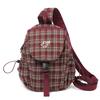 Vintage Plaid Backpack College Style Junior High School Student Schoolbag