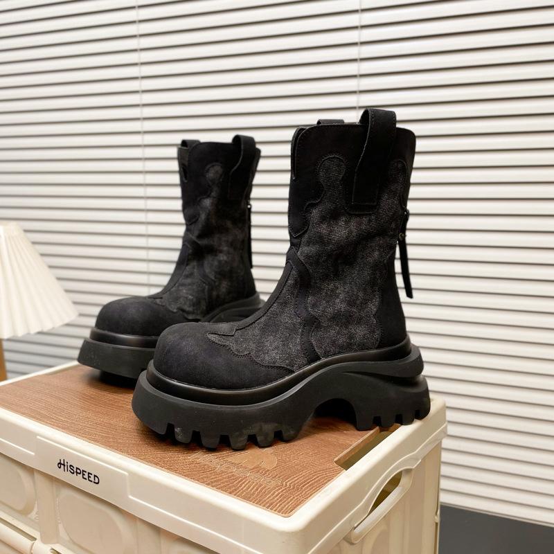 [Fanfna] 2025 autumn thick-soled muffin retro canvas Martin boots comfortable casual versatile short boots women