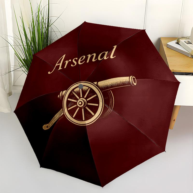 Arsenal Football Club Crest Automatic Umbrella Compact 8-Rib Lightweight Foldable Design Perfect for Outdoor Adventures Outdoor Accessory