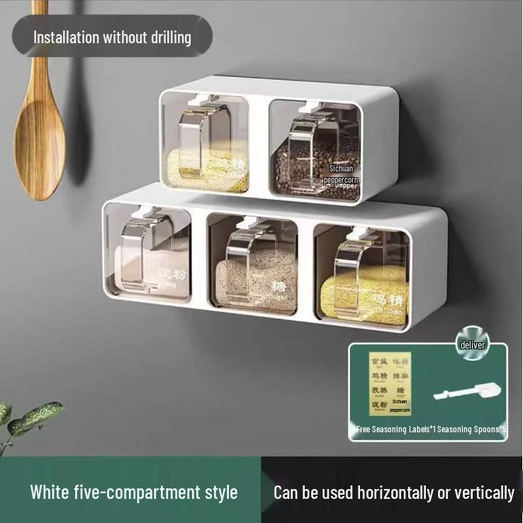 Scatola Portaspezie in Plastica Multiuso da Parete con Cassetto