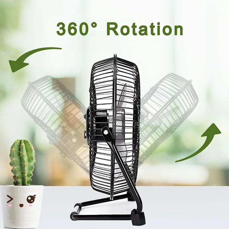 USB Powered Desktop Fan 4/6/8 Inch 2 Speed Adjustable 4 Blades 360° Rotation Portable Electric Fan for Home Office Computer