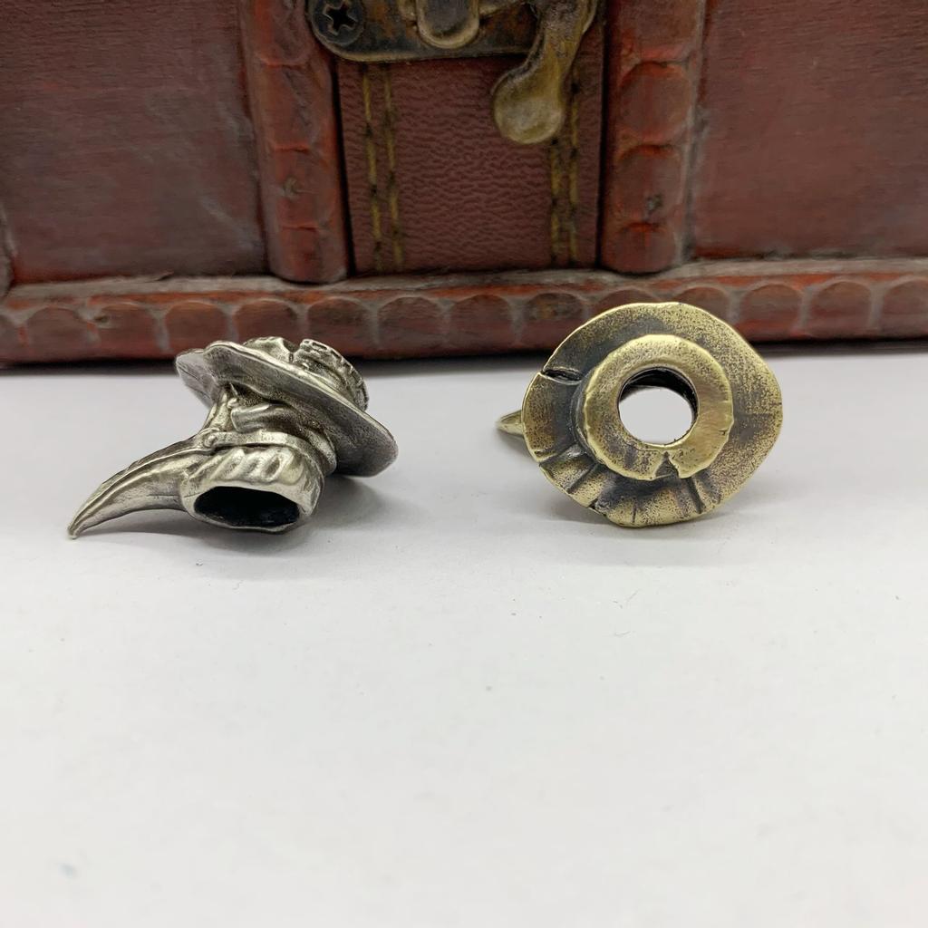 Brass Plague Doctor Crow Knife Pendant Personality Car Key Pendant Punk Fashion Paracord Rope Bead Pendant Accessories