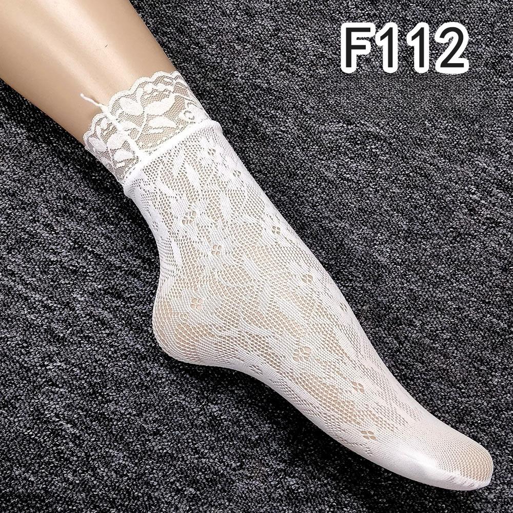 Women Retro Gothic Summer Lace Top Floral Fishnet Ankle Socks Lady Black Nylon Short Lace Stockings 23 Models Shoe Size 5-10