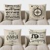 Home Decor Camping Rules: Nap, Smile, Eat S'Mores & Relax Pattern Cushion Cover Suitable For Sofa Bedroom Car Pillow Cover