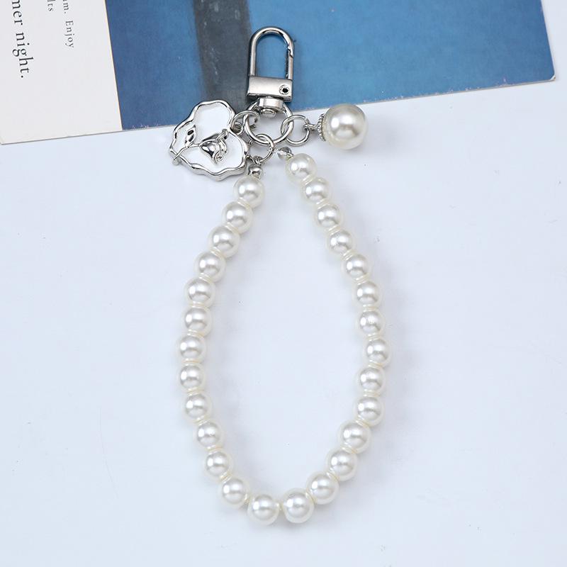 Korean Pearl Shell Keychain & Retro Beaded Bracelet Lanyard