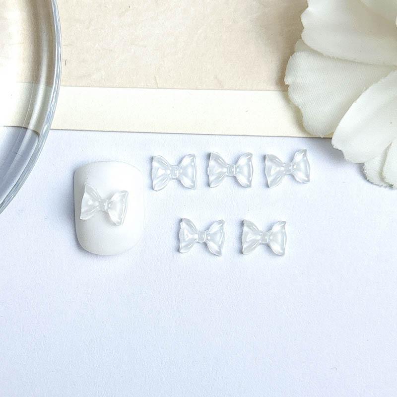 Nail Art Ice Transparent Bow Summer Internet Celebrity Water Ripple Jelly Color Bow Tie Resin Nail DIY Decorations