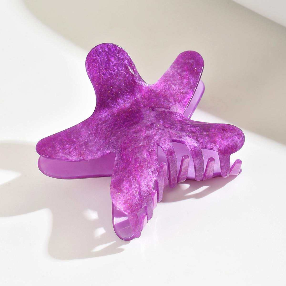 

Изысканный новый 1 шт. зажим-краб, акриловый зажим для волос с голубым дельфином и морской звездой, аксессуар для затылка