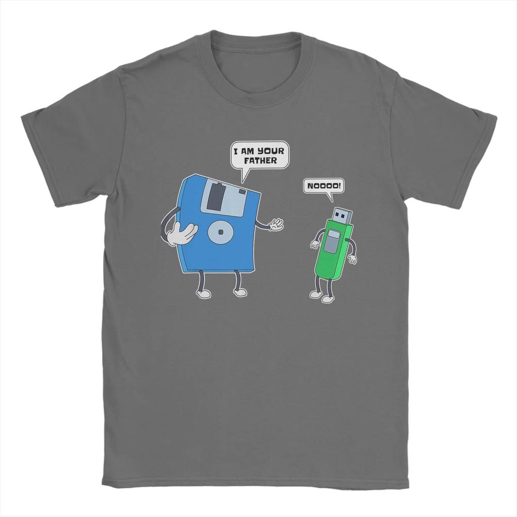 Letní pánské počítačové tričko s potiskem diskety pro otce a syna, 100% bavlna, ležérní, outdoorové, měkké, s krátkým rukávem