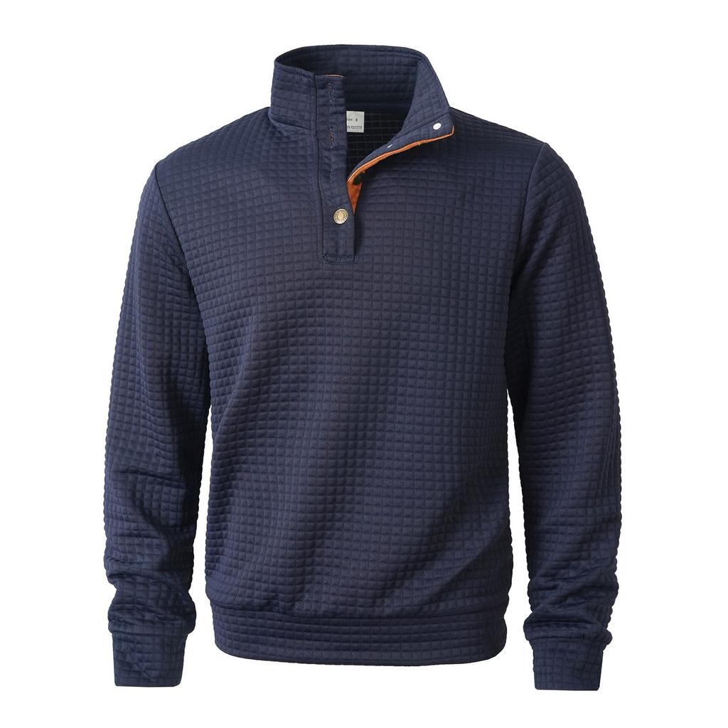 Men's Color Stand Collar Button Sweatshirt Hoodie Men's Sports Large Size Casual Sweatshirt