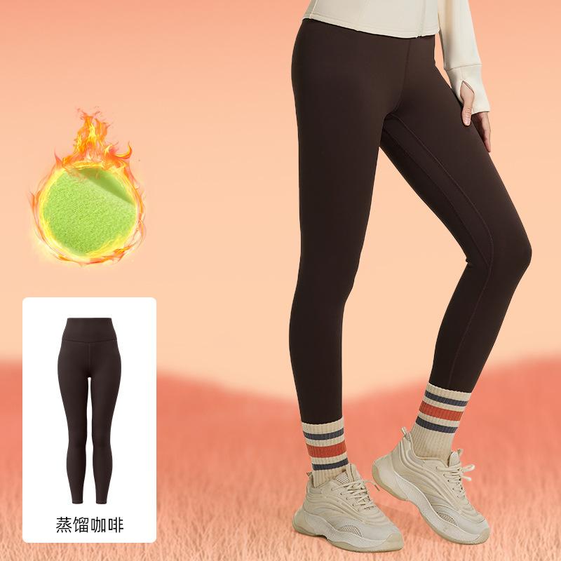 Juyitang Winter Velvet Thickened Yoga Pants, Belly Lift Buttocks, Windproof and Warm Sports Tight Fitness Pants