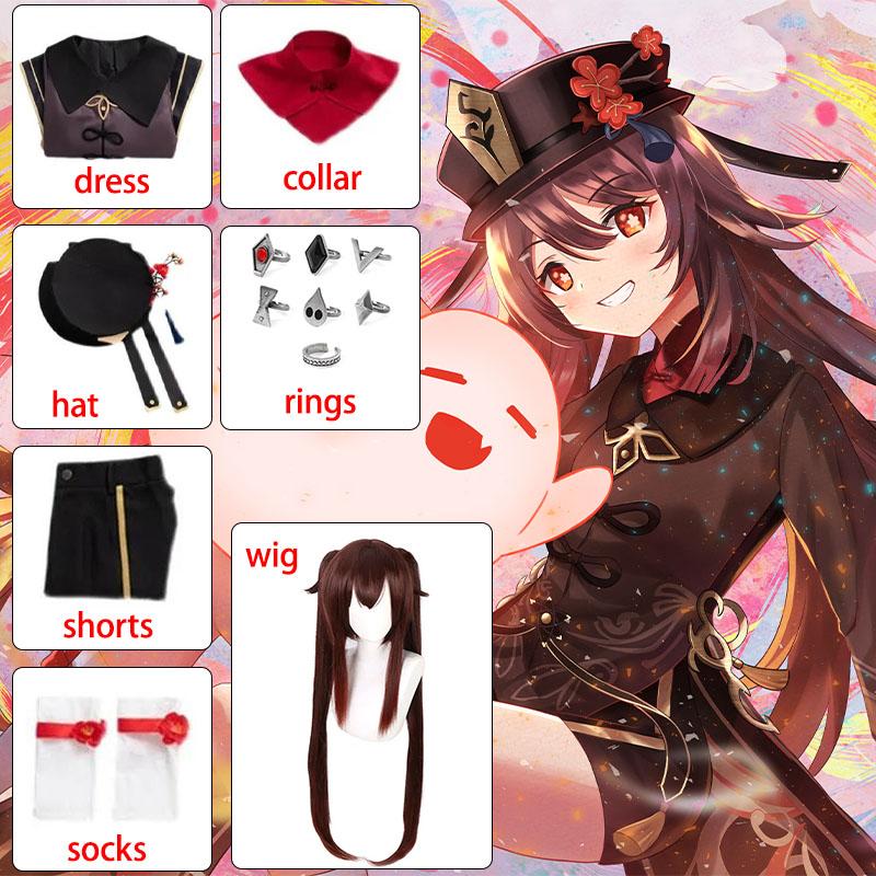 

Хутао Костюм Гра Хутао Фігурка Косплей Перука Капелюх Пальто Аксесуари Реквізит Маскарад Хеллоуїн Набір Жіночий подарунок XXXL-(Costume+Wig)