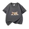 Kids Cotton T Shirt Peeking Orange Kitten Cat Print Crew Neck Short Sleeve Tee Casual Breathable Boys Girls Summer Tops