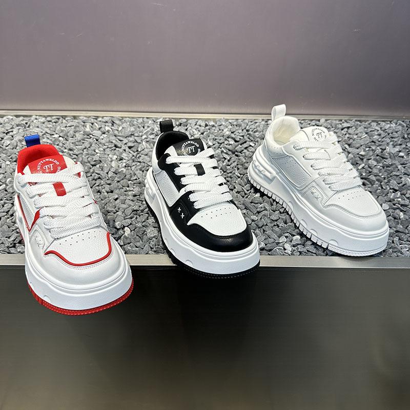 Platform Spring New Breathable Leather Shoes Comfortable Color Matching Casual Shoes Tt