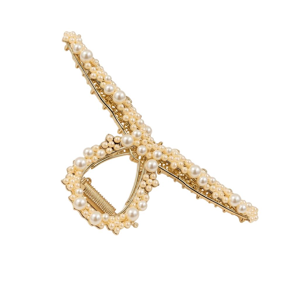 Large Hair Clip Metal Hair Claw with Decorative Round Embellishments Durable Hair Accessory for Secure Updos and Styling
