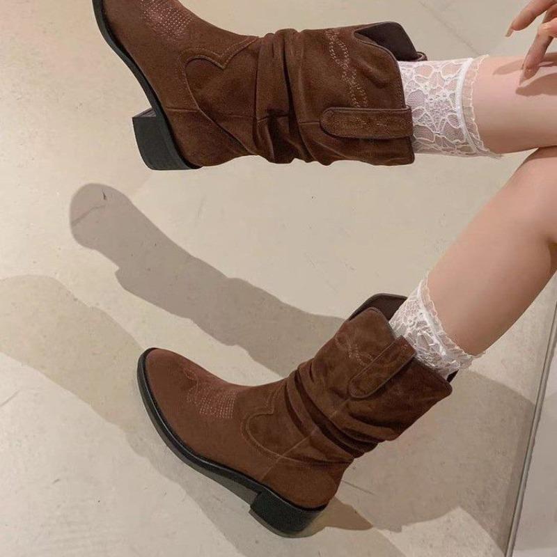 Large size embroidered sleeve fashion boots women's autumn and winter new style retro short boots women