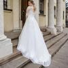 A Line Plus Size Wedding Dress With Half Sleeve Custom Made Lace Appliques Lace Up Back  Dress For Big Size Women