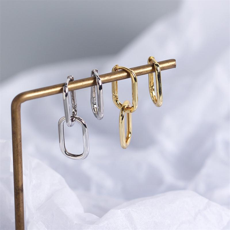 Japanese And Korean Style Classic Fashion Geometric Square Interlocking Earrings