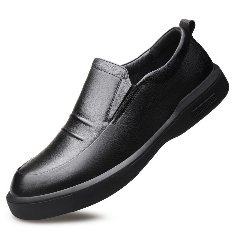 Spring New 2025 Leather Shoes Men's Casual Wear-resistant Soft Round Head Breathable Business Dress Shoes Dad Driving Men's Shoes