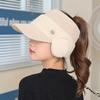 CNTANG 2026 New Autumn Winter Fashion Women's Knitted Fleece Hat Ladies With Earflaps Hats Empty Top Baseball Cap For Female
