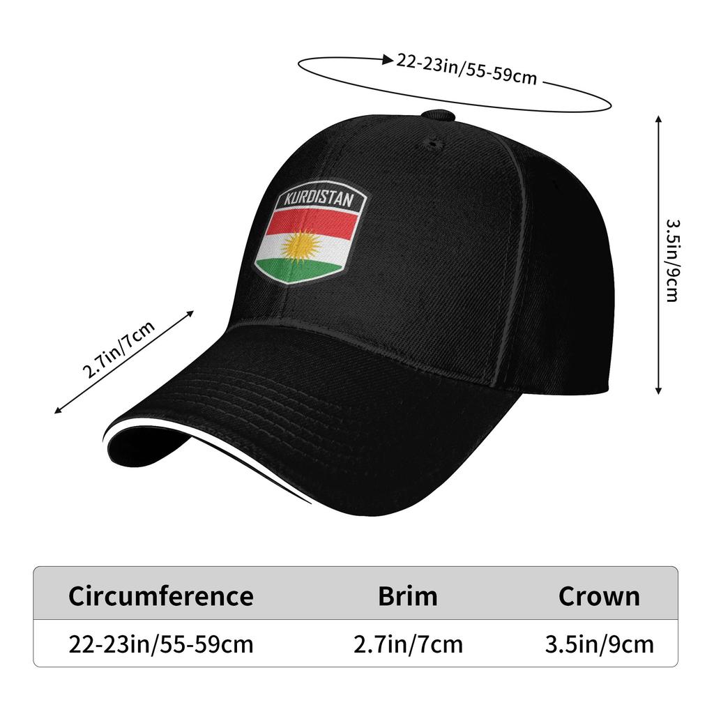 Kurdistan Flag Baseball Cap Casual Trucker Hat Summer Female Male Tennis Skate Baseball Caps