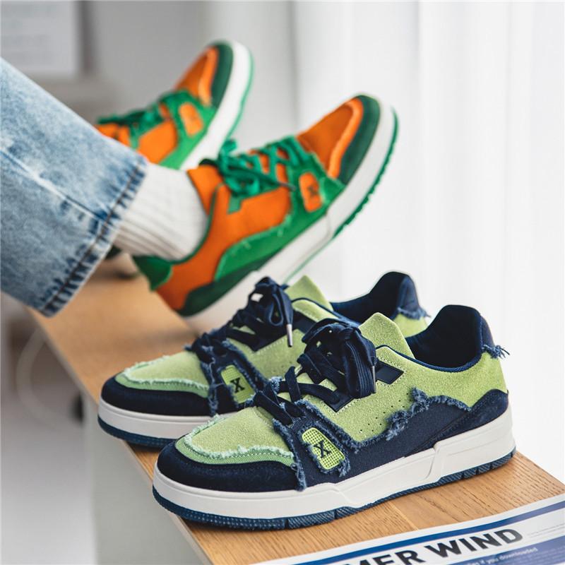 Color Matching Low-top Lace-up Student Board Shoes New Breathable Trend Casual Single Shoes Spring and Autumn Youth Outdoor Couple Shoes