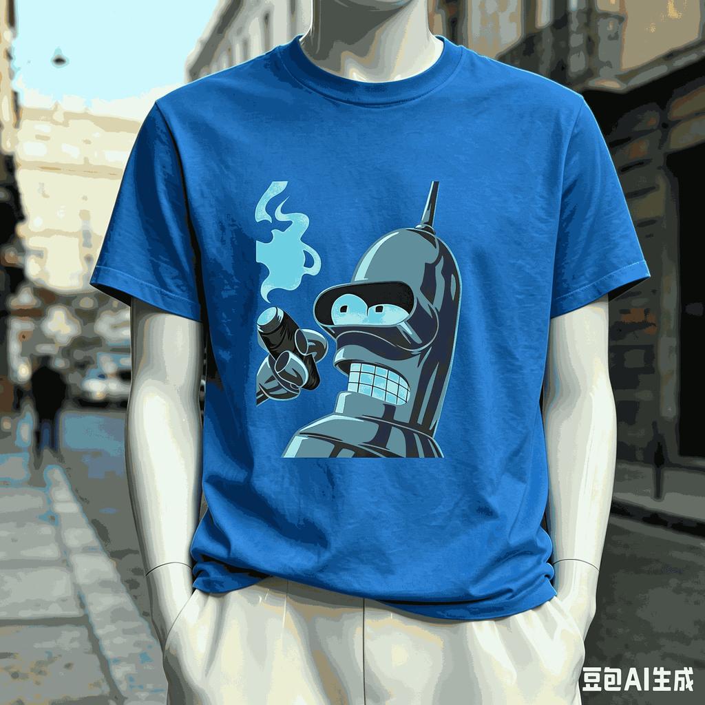 Camiseta Oversize Estampada Futurama Algodón Premium Amigable con la Piel Cuello Redondo Manga Corta Top Producto Caliente Informal Holgada Camiseta Unisex