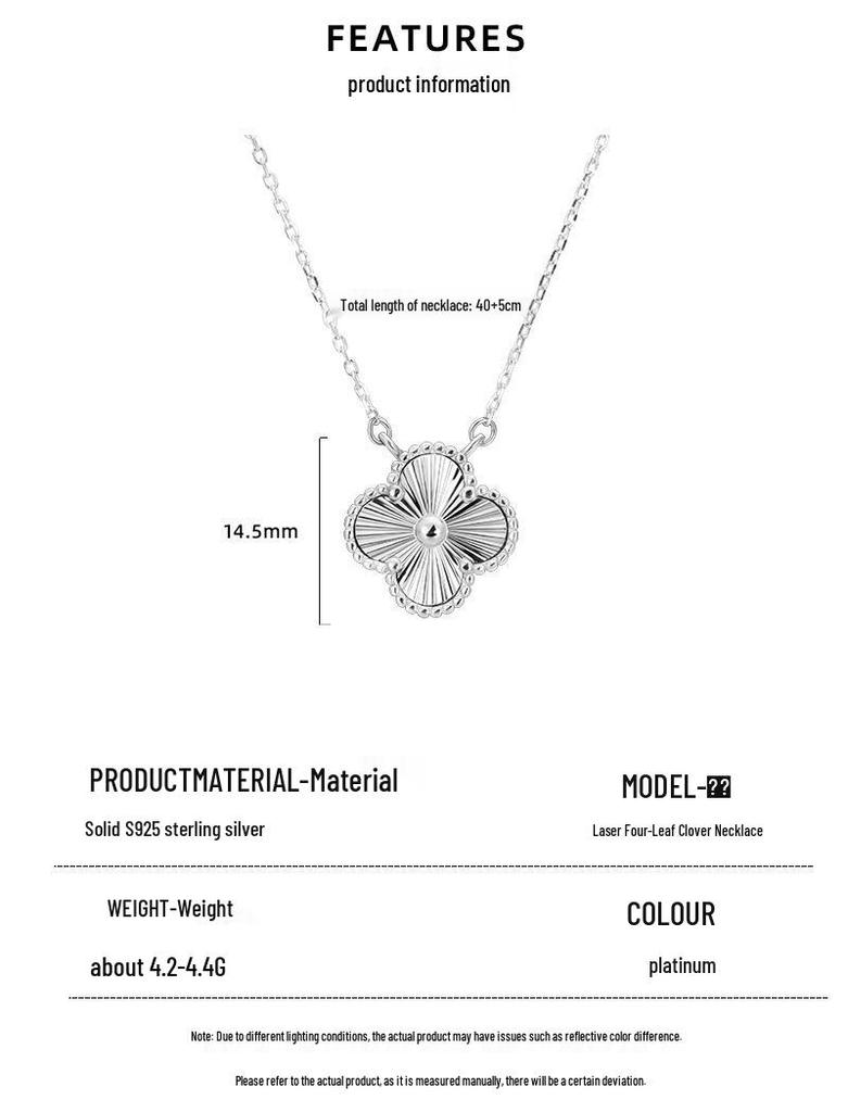 925 Sterlingsilber Kleeblatt-Halskette - Super Glitzer Damenmode Schlüsselbeinkette