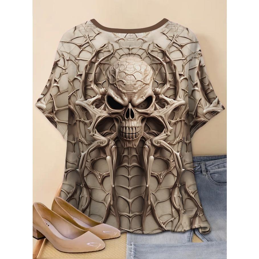 Plus Size Tees Women's Short Sleeved 3D Printed Top Holiday Animal Pattern Weekend Basic V Neck T Shirt Summer