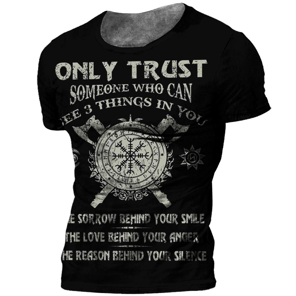Vintage Viking Tattoo 3D Print Pánske tričko Letné Viking Odin Crew Výstrih Voľný Krátky rukáv Ležérne Topy Tričká Tričká nadmernej veľkosti
