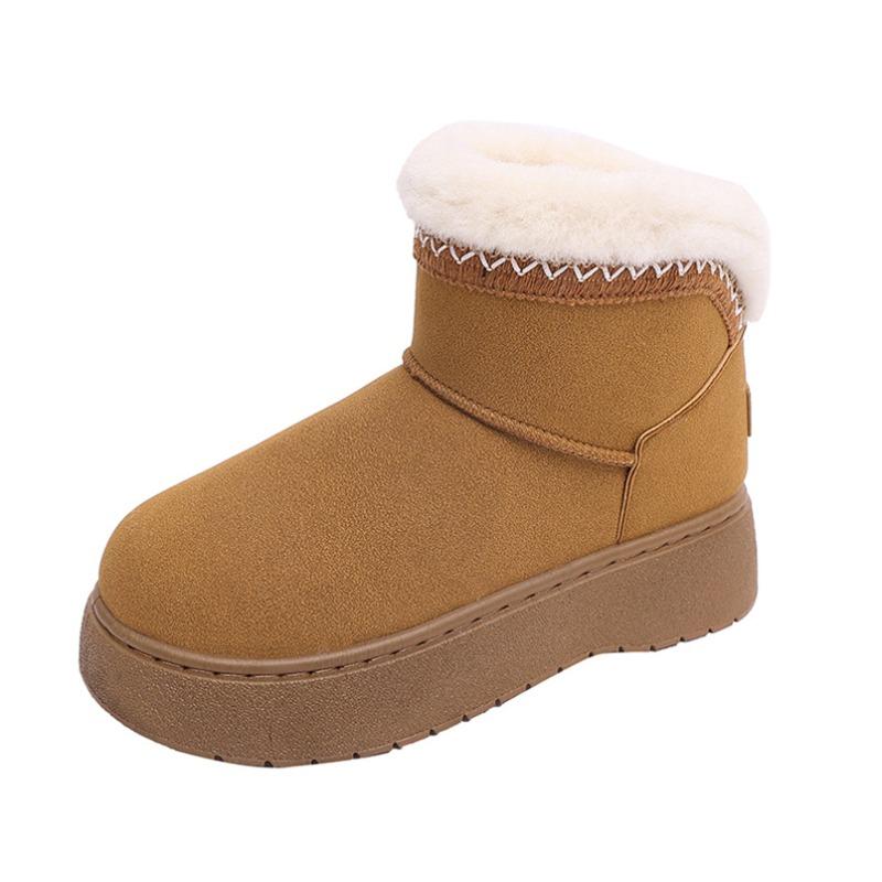 Autumn and Winter New Wool Thick-soled Short Snow Boots Women's Foreign Trade Large Size Round Head Foot Thickened Cotton Shoes