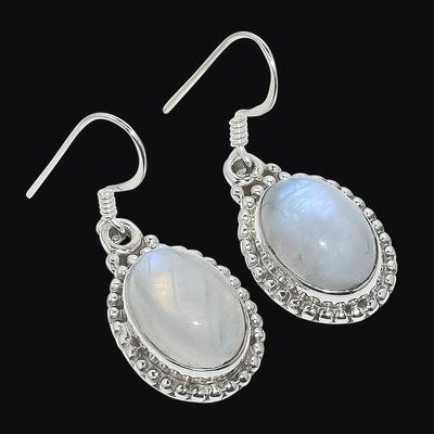 Naturlig Regnbågsmånsten Ädelsten 925 Massivt Sterlingsilver Örhänge 1,22" E4J79