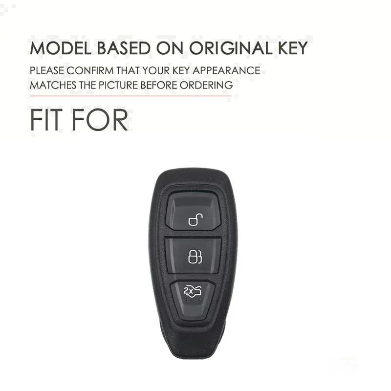 Top Grain Leather Key Case For Ford Kuga Ecosport Focus Fiesta, Full Enclosed Anti-Scratch Key Fob Cover With Metal Ring