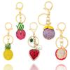 Cartoon Simulation Fruit Keychain Enamel Metal Key Rings New Fruit Bag Pendant Keychain  Jewelry