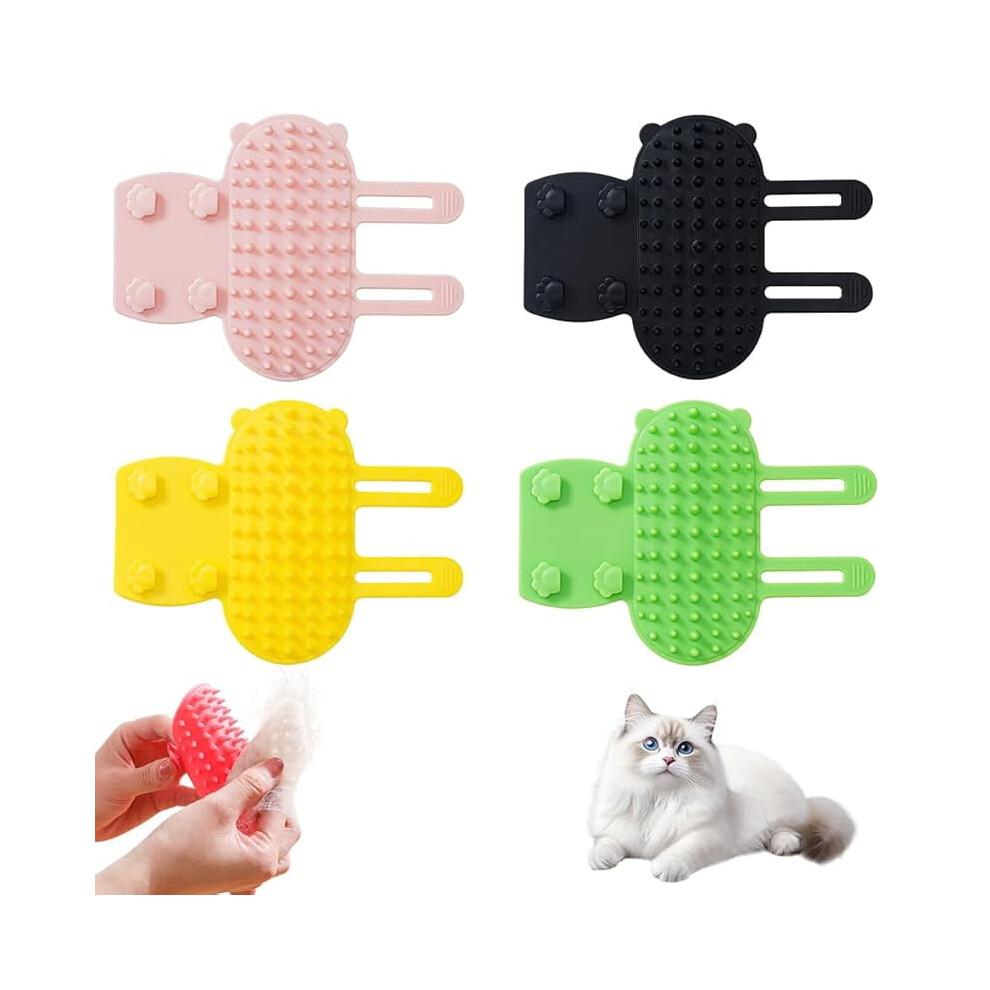 Cat Personal Groomer Corner Scratcher, Silicone Brush & Interactive Toy for Indoor Cats (Yellow, 1PC) – Compatible with all cats