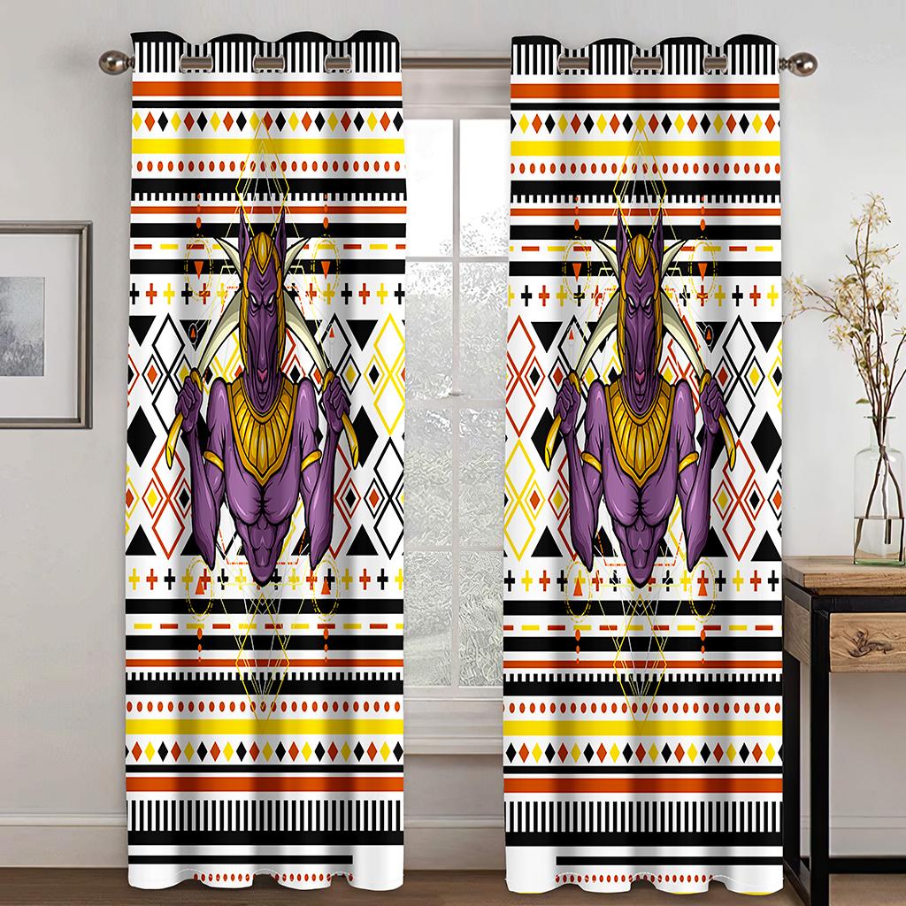 2 Stück Afrikanisches Muster Ethnisch Antik Vorhang Bunt Stammesgeschichte Druck Stangentaschenvorhänge Halbverdunkelungsvorhänge Für Schlafzimmer
