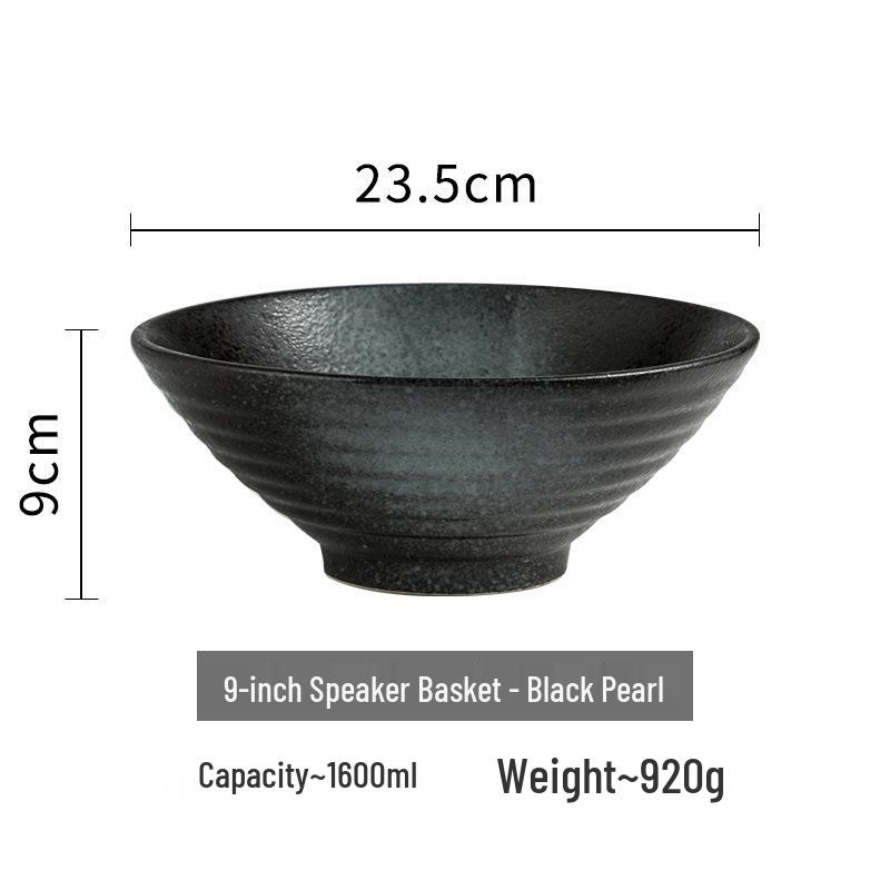 Japanese-Style Ceramic Ramen Bowl - Large Retro Conical Hat Design for Soup, Salad, and Noodles